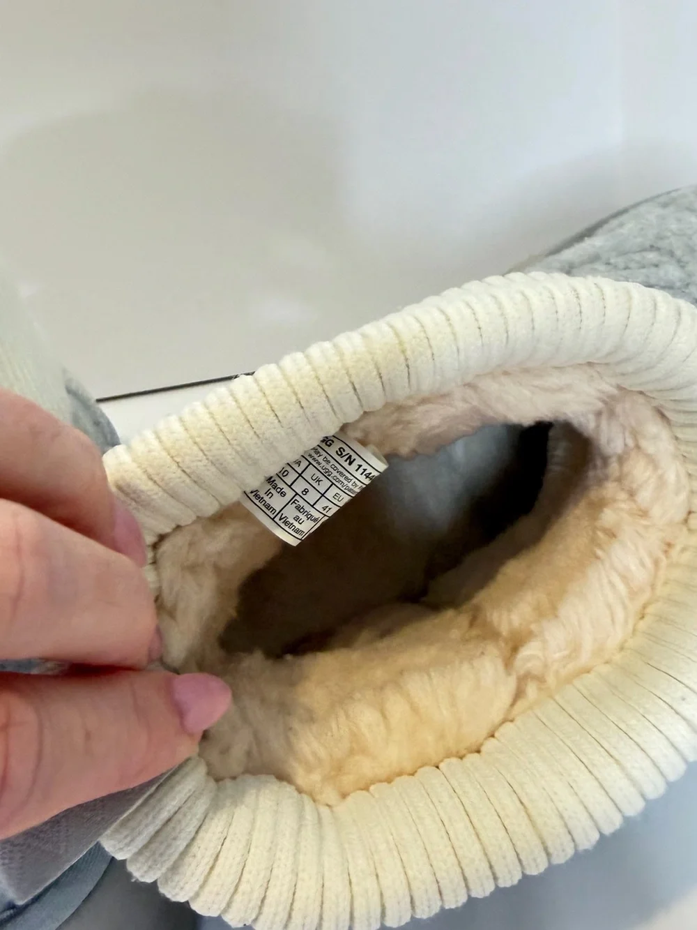 UGG Gray Quilted Boot with Cream Fold-Over Cuff